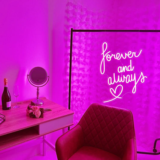 Forever and Always Heart Neon Signs, Plug-in or Battery Powered Neon Lights