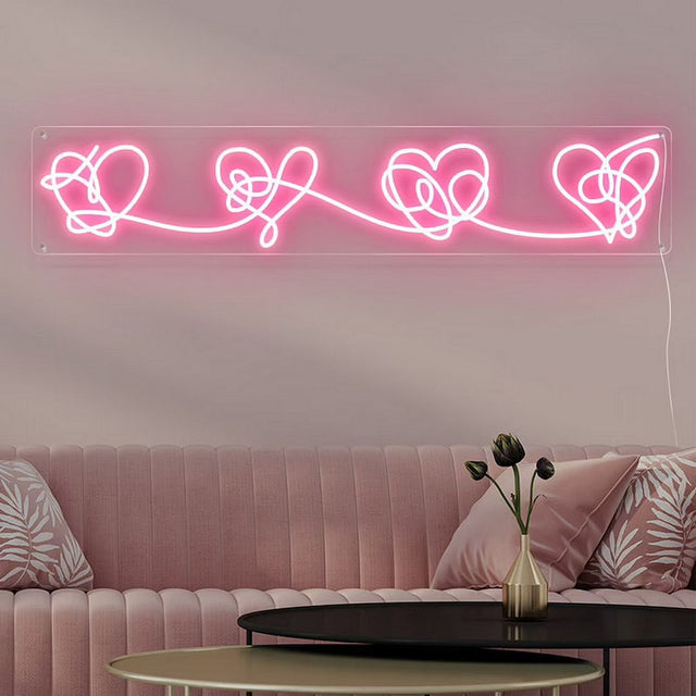Four Hearts LED Neon Sign for Wedding light up sign