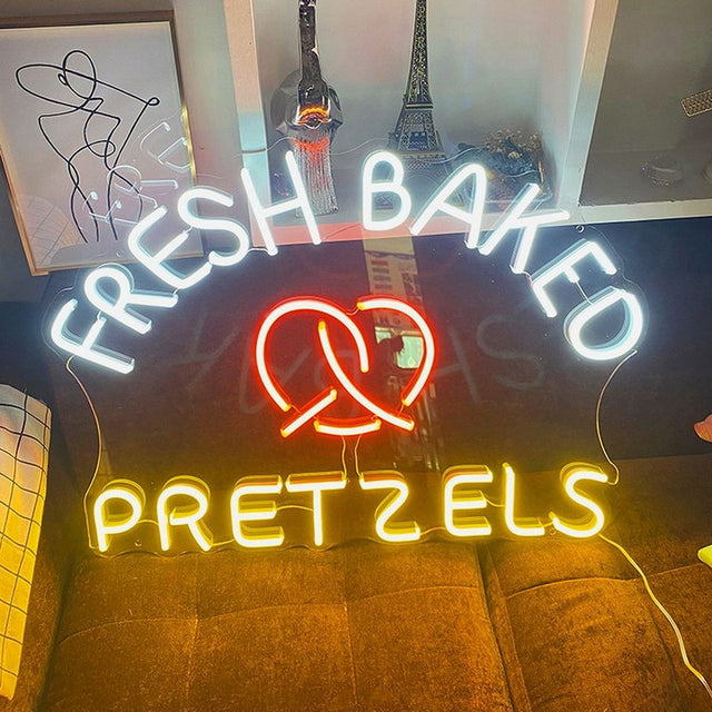 Fresh Baked Pretzels LED Neon Sign for Bar light up sign