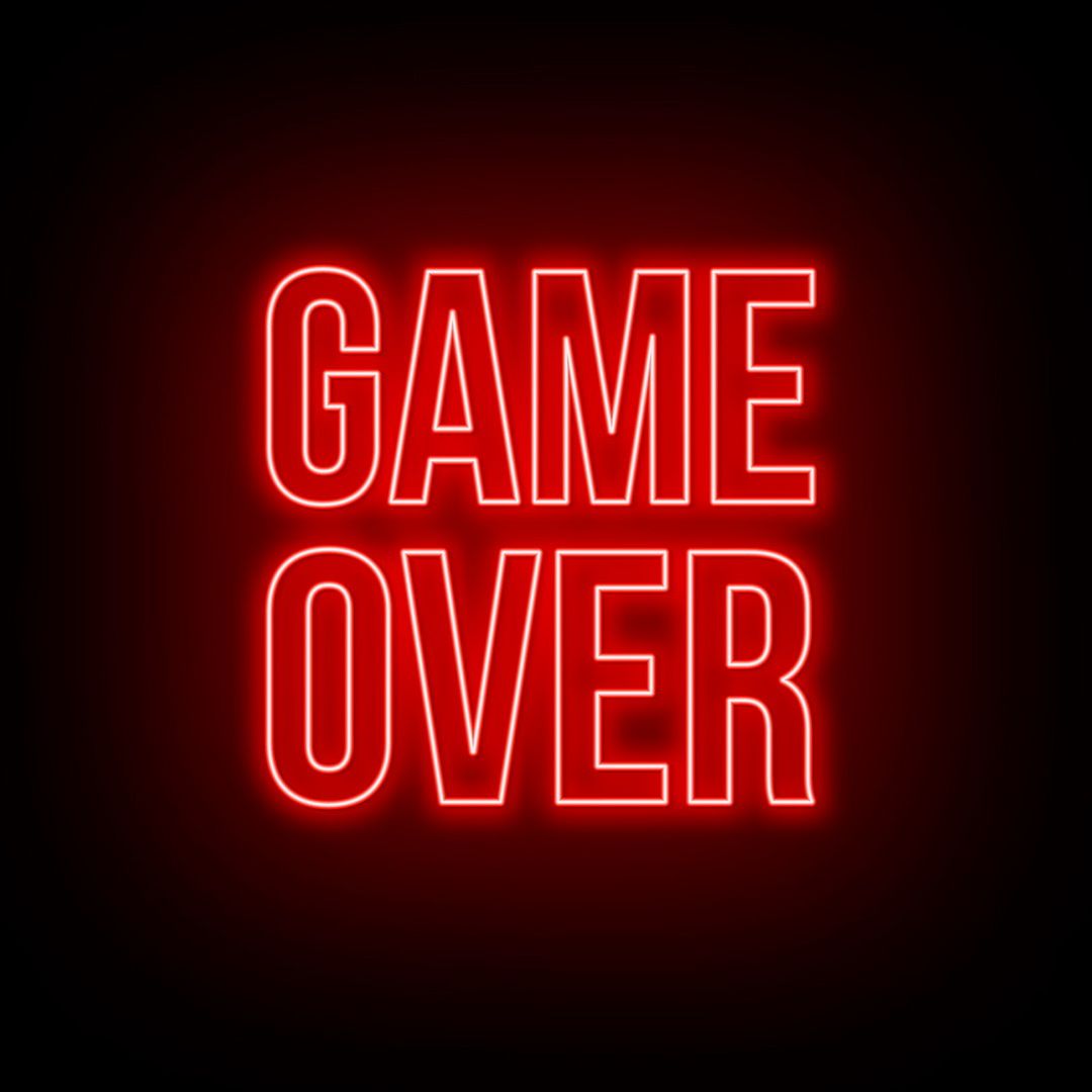 Game Over Text Neon Sign