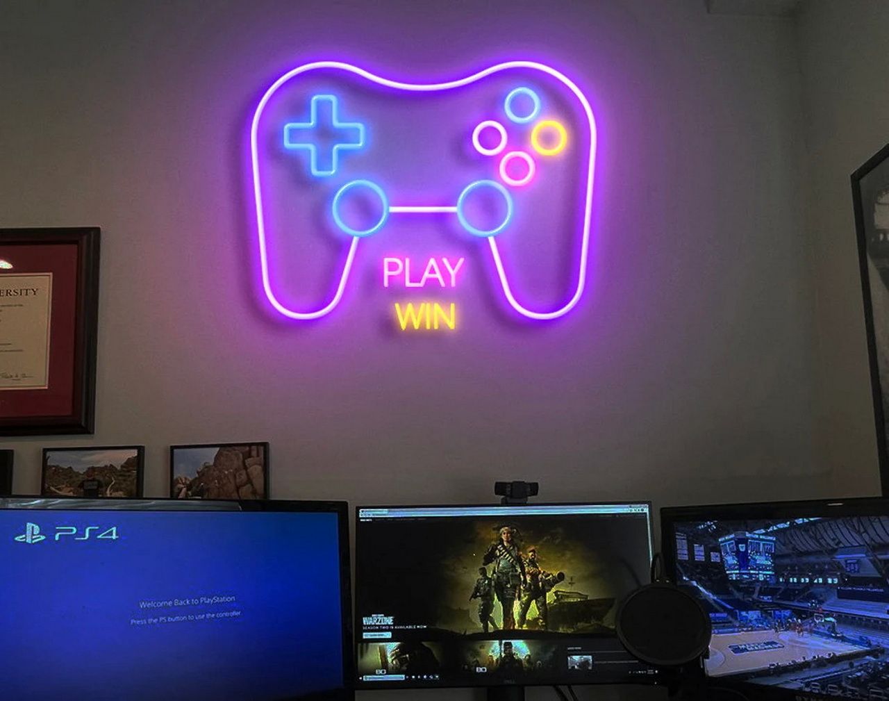 Gamer Play Win Game Room Neon Sign