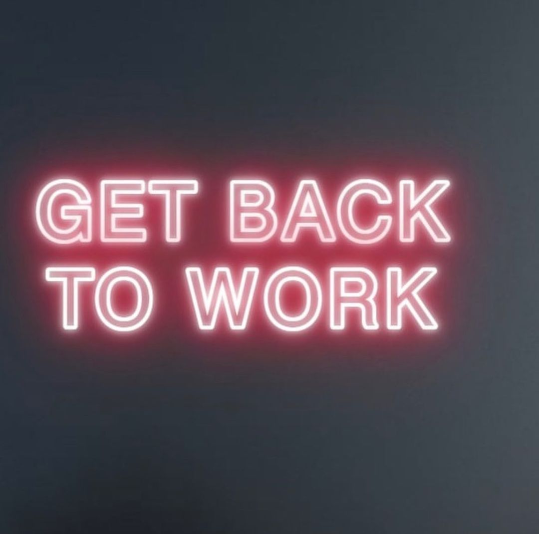 Custom Made Neon Signs, Get Back to Work Neon Sign, LED Business Sign