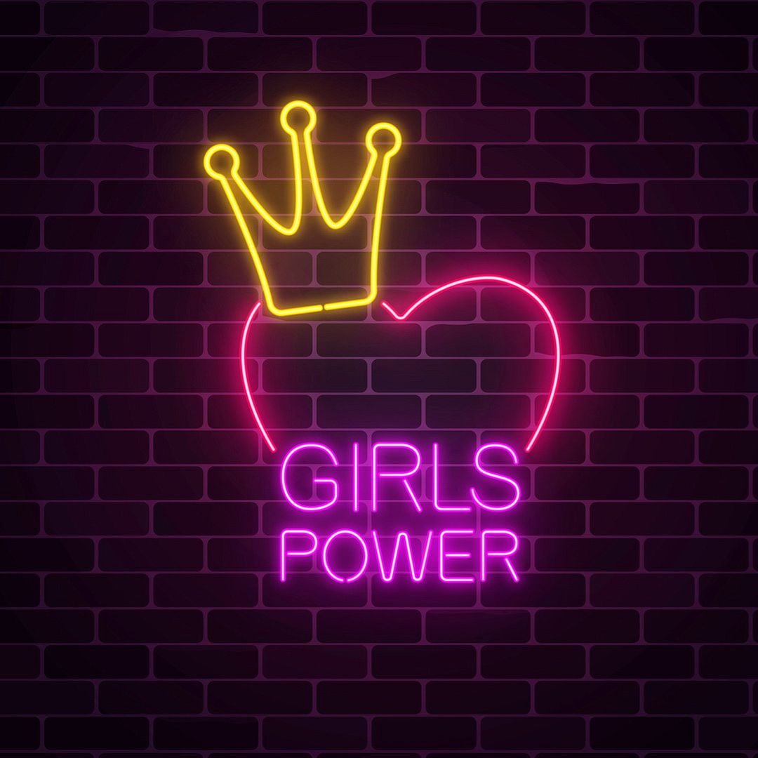 Girls Power Crown Heart Neon Sign