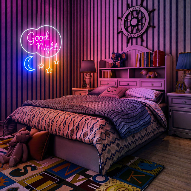 Good Night Moon Star LED Neon Sign for Kids Room light up sign