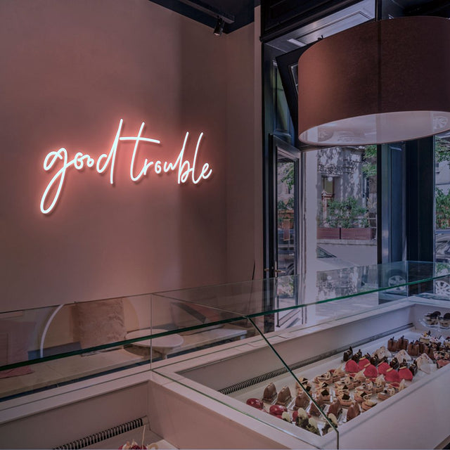 Good Trouble LED Neon Sign for Storefront light up sign