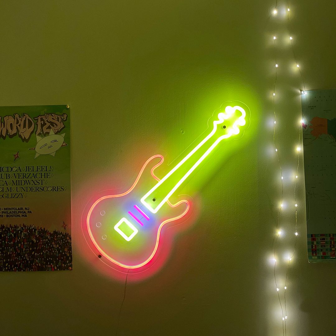 Guitar Neon Sign, live Music Neon Sign