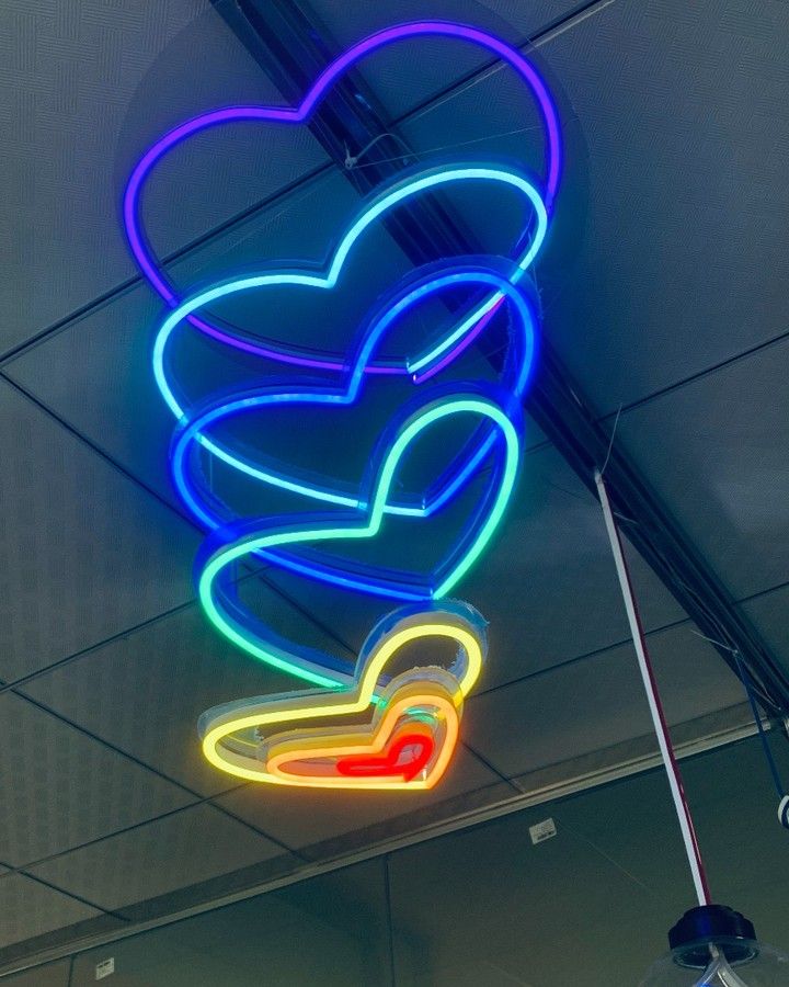 Hanging Hollow Heart Neon Sign
