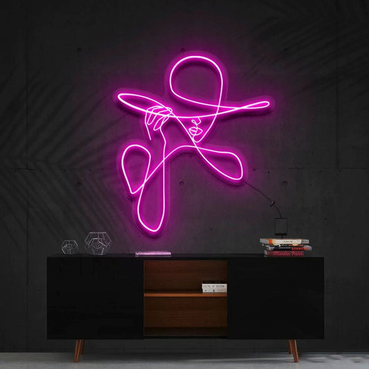 Haute Couture Woman Line Art Neon Sign