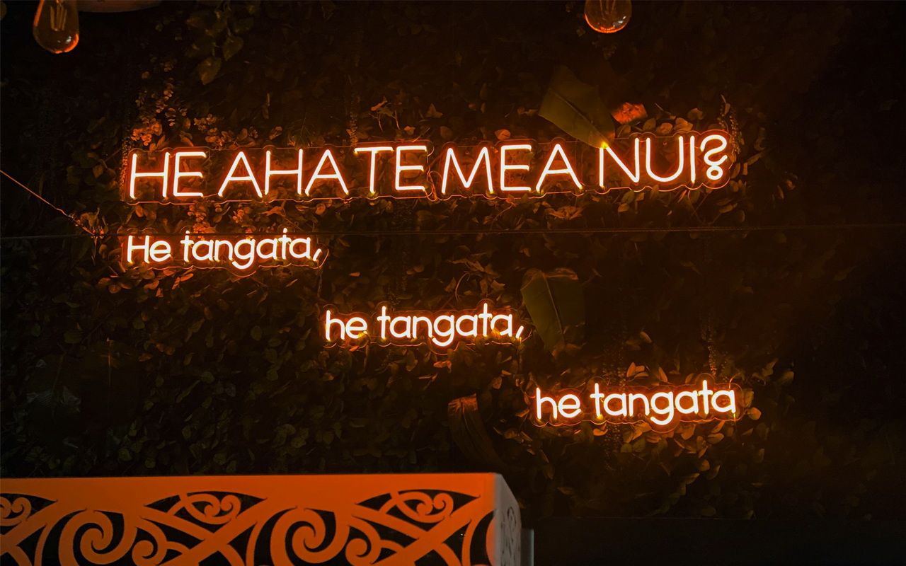 He Aha Te Mea Nui He Tangata He Tangata Maori Neon Sign