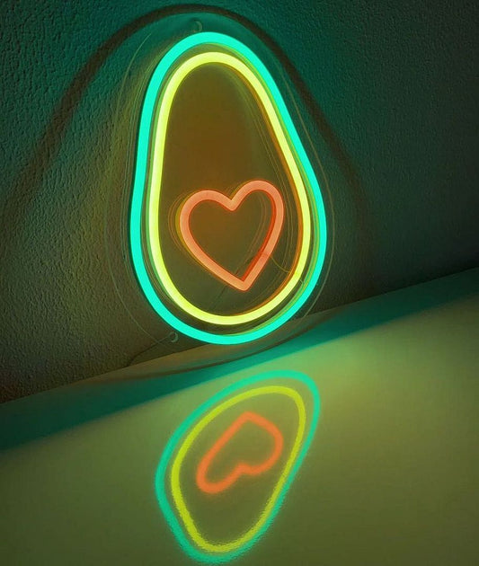Heart Avocado Neon Signs, Neon Lights, LED Neon Signs for Room, Bars Light Up Signs, Cool Neon Light Signs, Neon Wall Lights