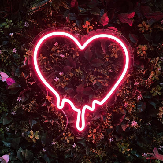 Heart Drip Neon Signs, Neon Lights, LED Neon Signs for Room, Bars Light Up Signs, Cool Neon Light Signs, Neon Wall Lights