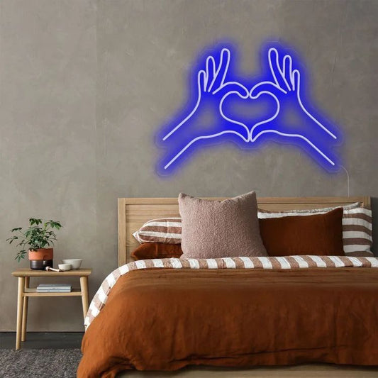 Heart Hand Gesture Neon Sign