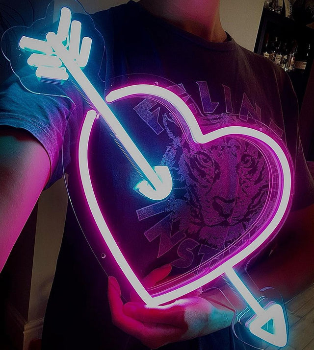Heart With Arrow Fall in Love LED Neon Sign for Wedding light up sign