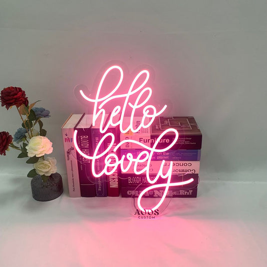 Hello Lovely Neon Signs, Plug-in or Battery Powered Neon Lights