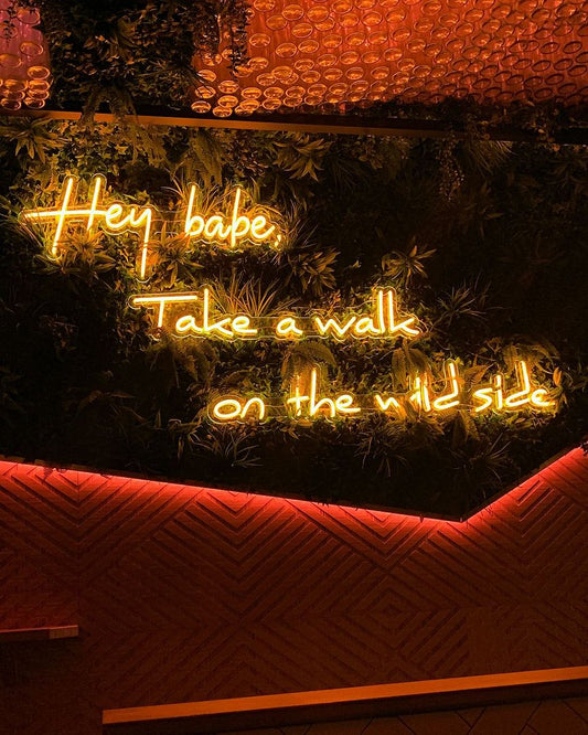 Hey Baby Take a Walk On The Wild Side Neon Sign