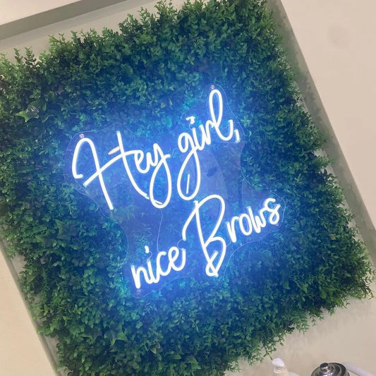 Hey Girl Nice Brows Neon Sign