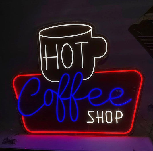 Hot Coffee Shop Neon Sign