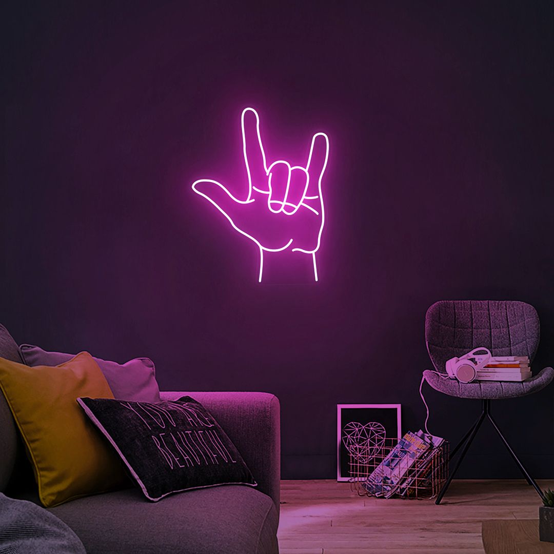 I Love You Hand Gesture Neon Sign