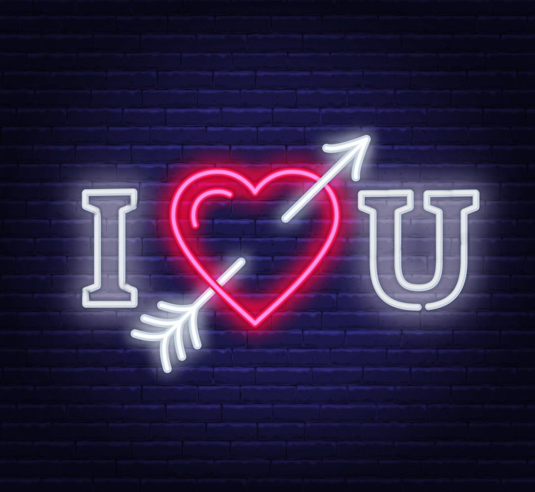 I Love You Heart Arrow Neon Sign