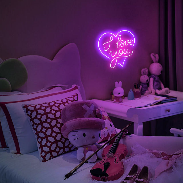 I Love You In Heart LED Neon Sign for Wedding light up sign