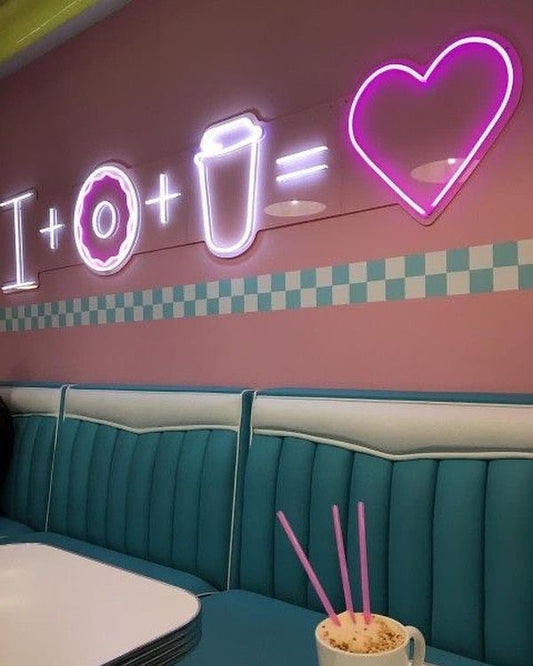 I Plus Donut Plus Coffee Equals Love Neon Signs, Neon Lights, LED Neon Signs for Room, Bars Light Up Signs, Cool Neon Light Signs, Neon Wall Lights