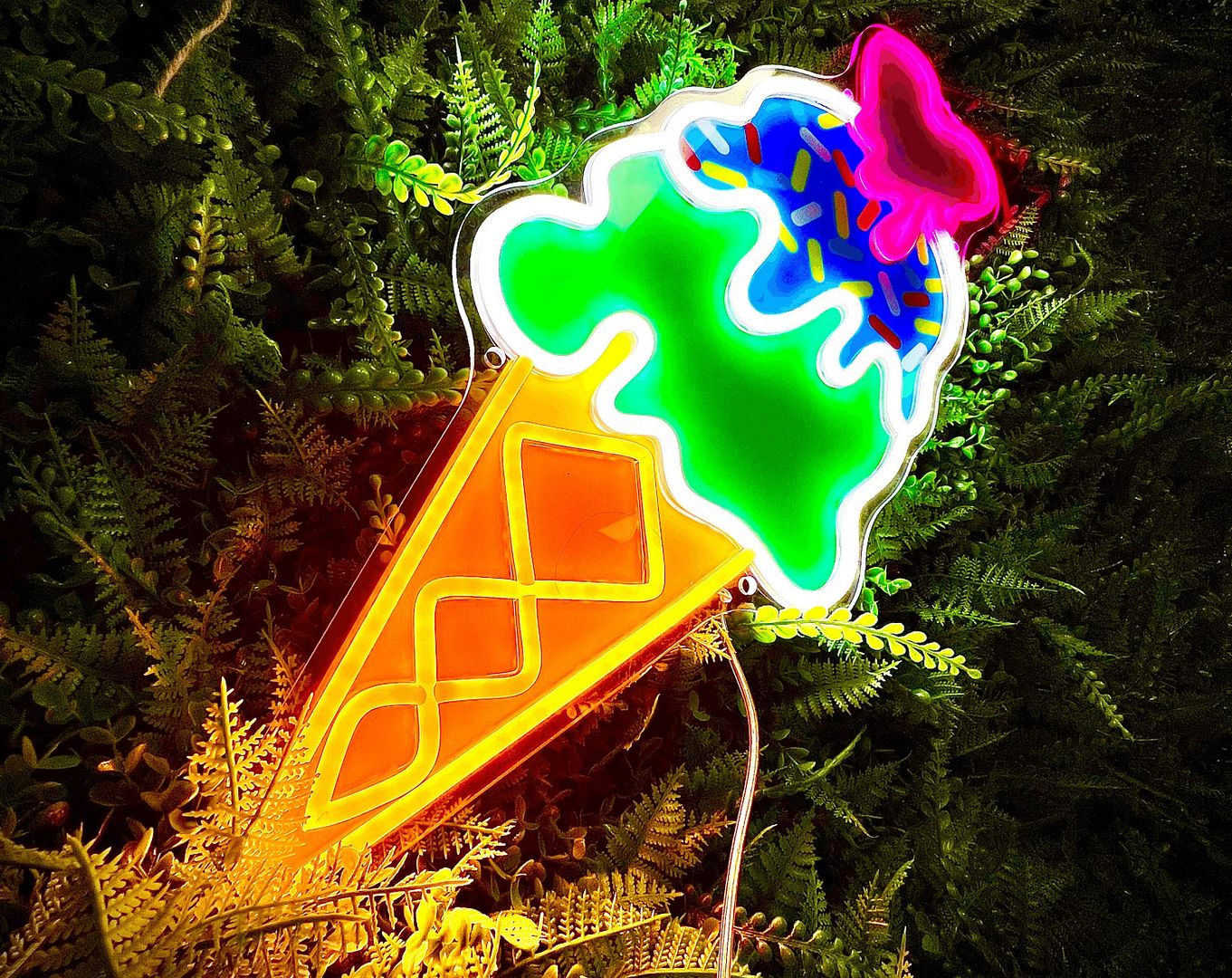 Custom Made Neon Signs, Ice Cream Cone Neon Sign, LED Business Sign AOOS