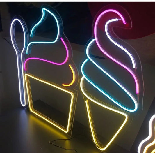 Ice Cream Frozen Yogurt Dessert Neon Sign