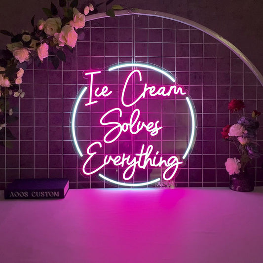 Ice Cream Solves Everything Sign Neon