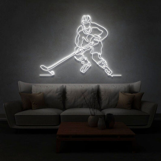 Ice Hockey Player Neon Sign