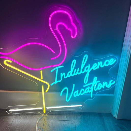 Indulgence Vacations Flamingo Neon Sign