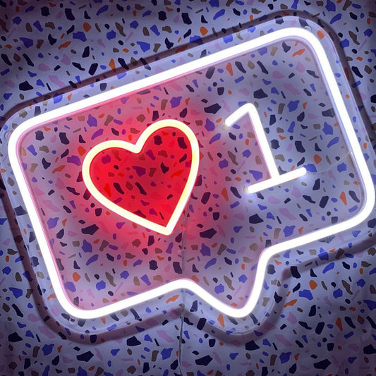 Instagram Like Heart Neon Signs, Neon Lights, LED Neon Signs for Room, Bars Light Up Signs, Cool Neon Light Signs, Neon Wall Lights