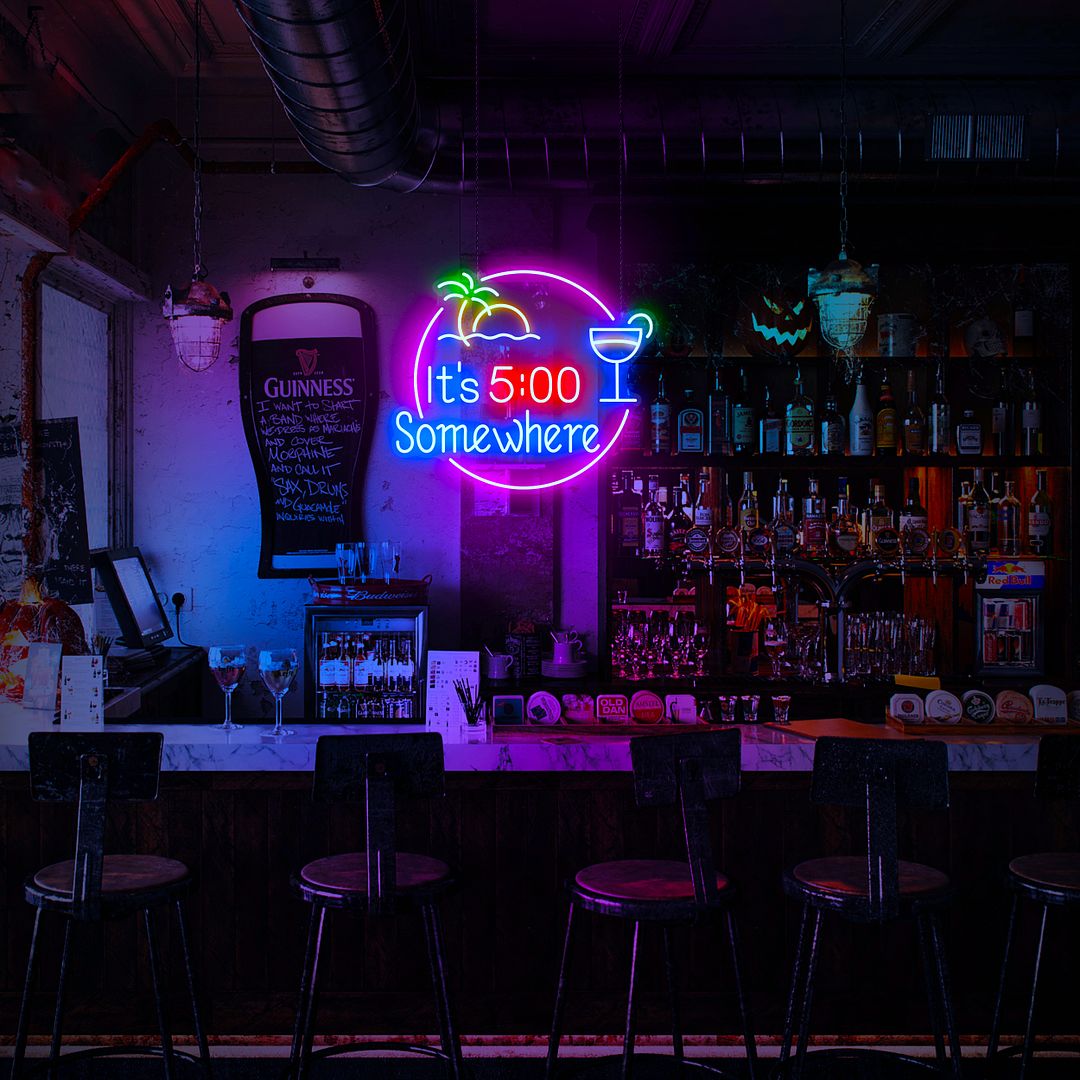 It's 5 O'clock Somewhere Beer Bar Neon Sign