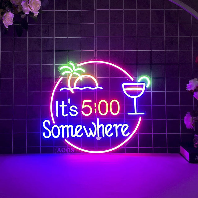 It's 5 O'clock Somewhere Bar LED Neon Sign for Bar light up sign