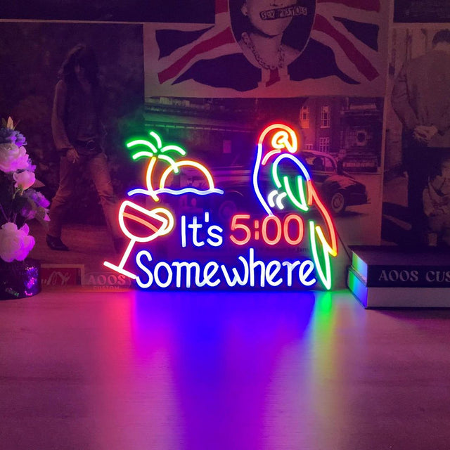 It's 5 O'clock Somewhere LED Neon Sign for Business light up sign