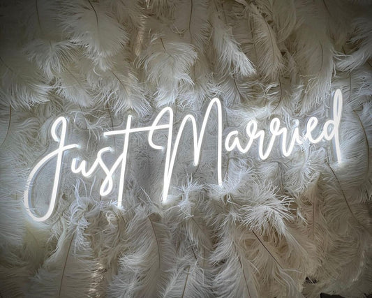 Just Married Neon Signs, Neon Lights, LED Neon Signs for Room, Bars Light Up Signs, Cool Neon Light Signs, Neon Wall Lights