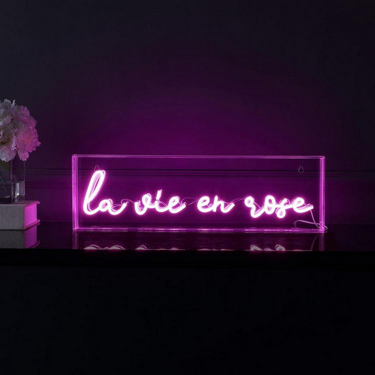 La Vie En Rose Acrylic Neon Light Box