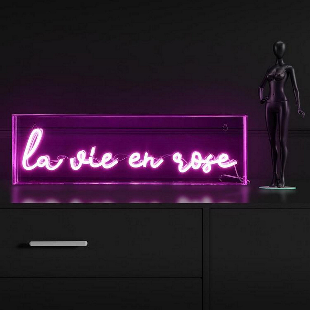 La Vie En Rose Acrylic Neon Light Box