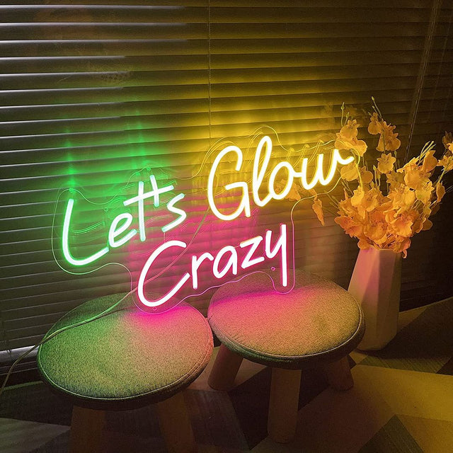 Let's Glow Crazy LED Neon Sign for Party light up sign