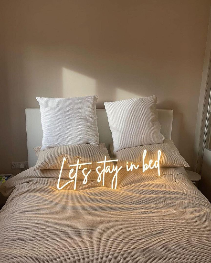 Let's Stay in Bed Neon Signs, Neon Lights, LED Neon Signs for Room, Bars Light Up Signs, Cool Neon Light Signs, Neon Wall Lights