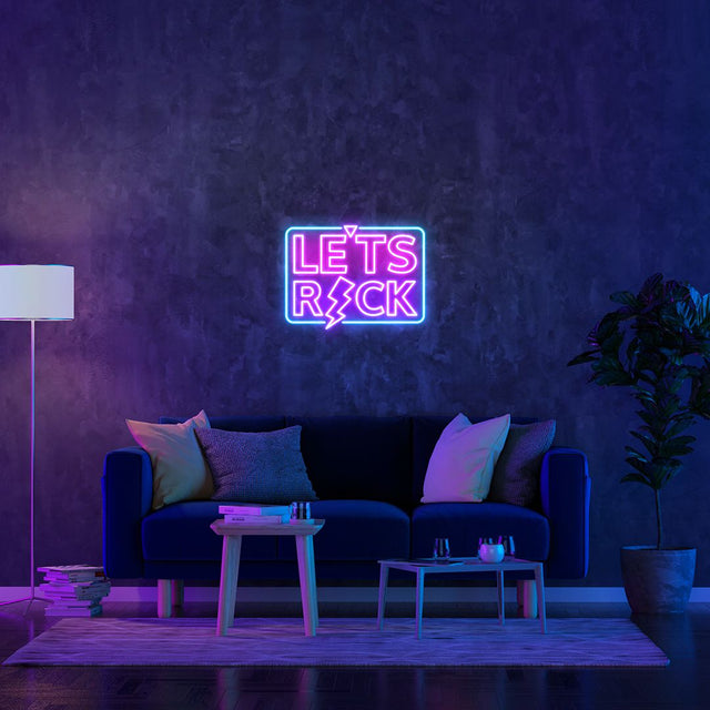 Lets Rock Music LED Neon Sign for Party light up sign