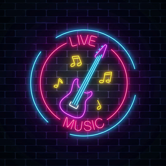 Live Music Guitar Bar Neon Sign