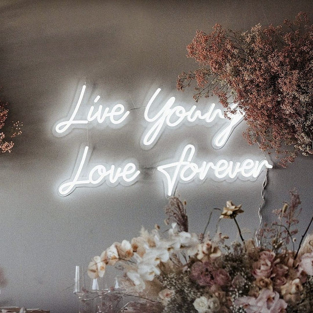 Live Young Love Forever LED Neon Sign for Wedding light up sign