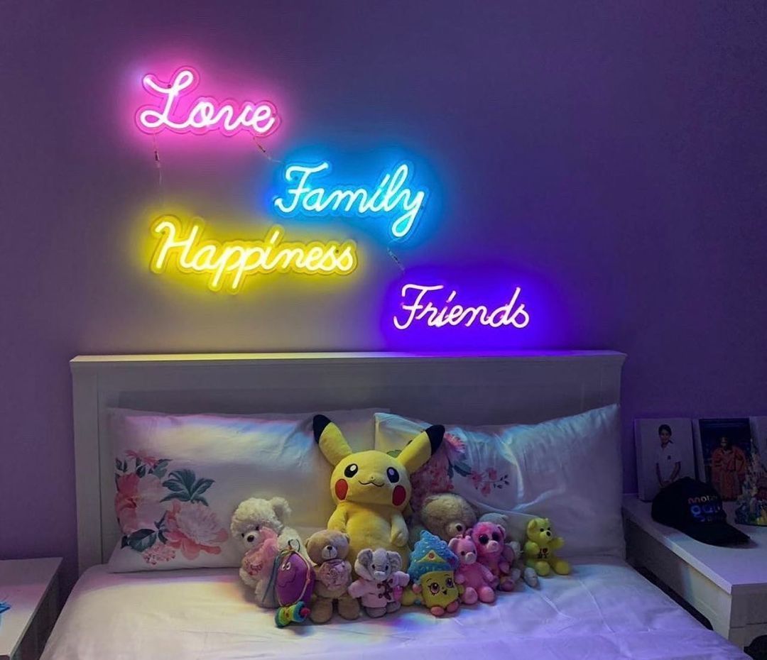 Love Family Happiness Friends Neon Sign (set of 4)