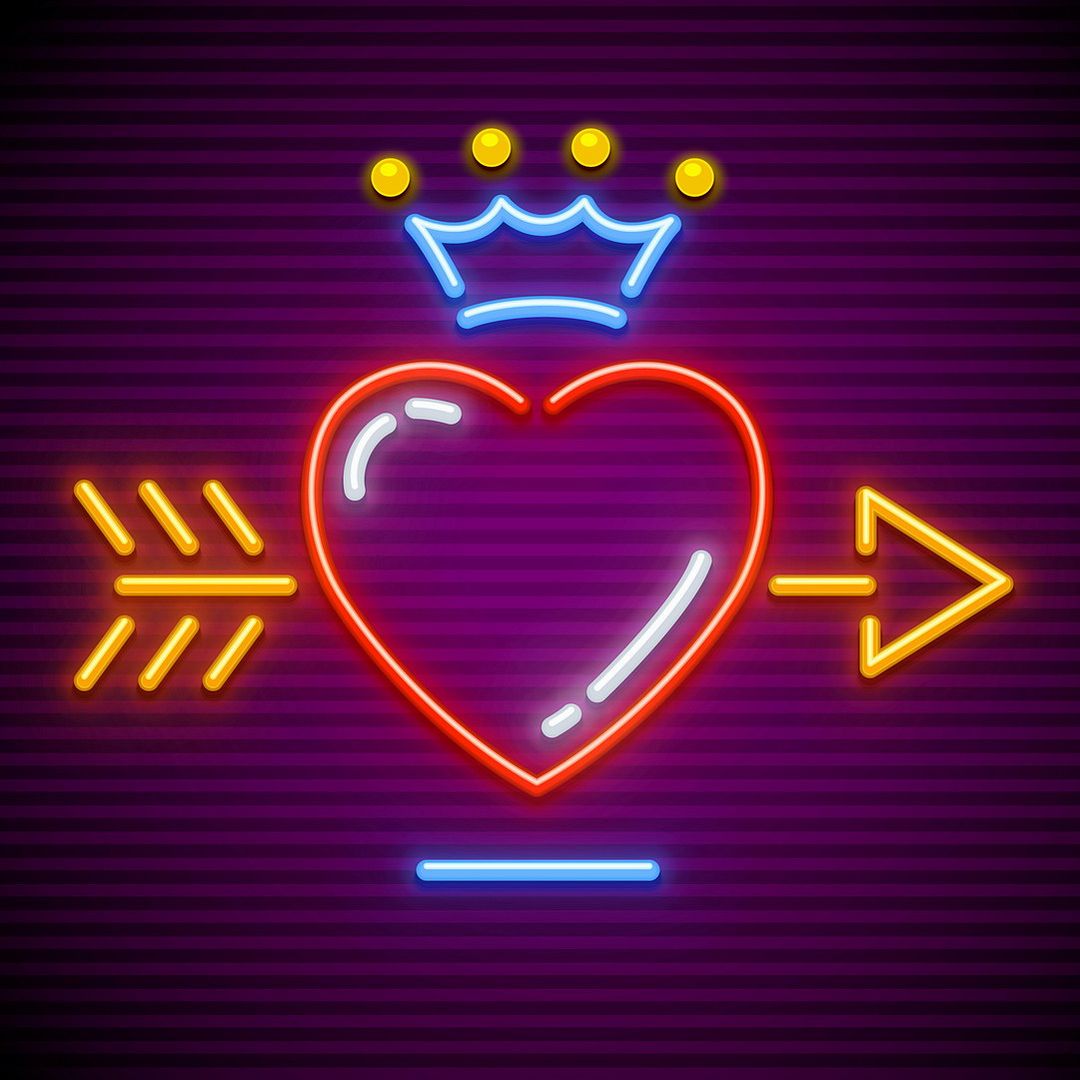 Love Heart with Arrow Crown Neon Sign