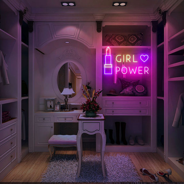 Love Lipstick Girl Powe LED Neon Sign for Storefront light up sign