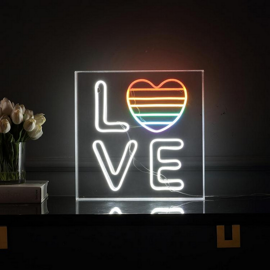 Love Sqaure Acrylic Neon Light Box