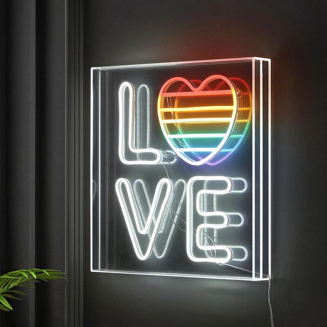 Love Sqaure Acrylic Neon Light Box