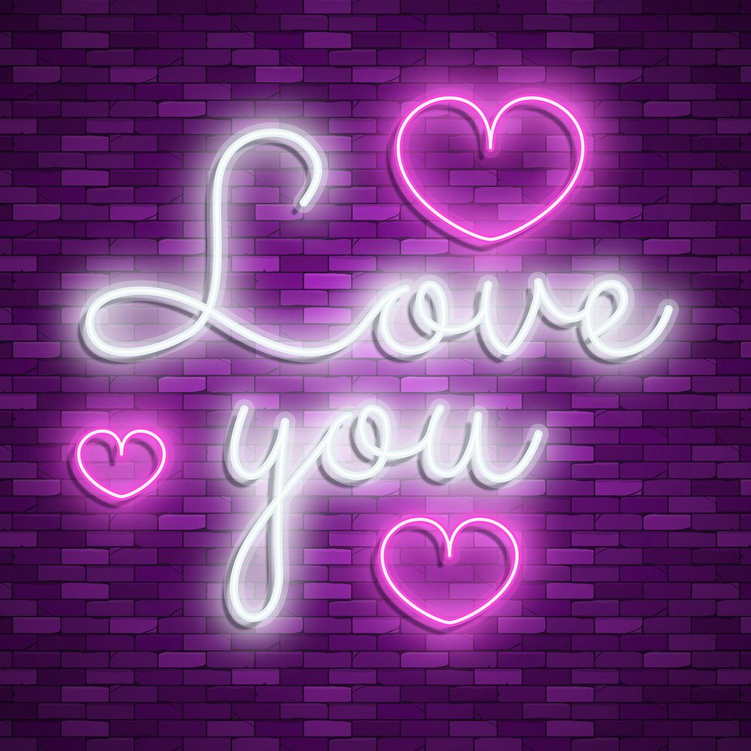 Love You with Heart Neon Sign