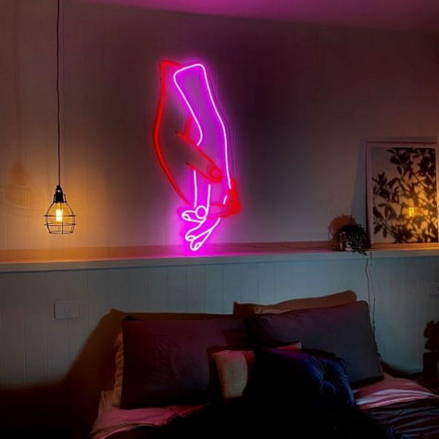 Lovers Holding Hands LED Neon Sign for Wedding light up sign