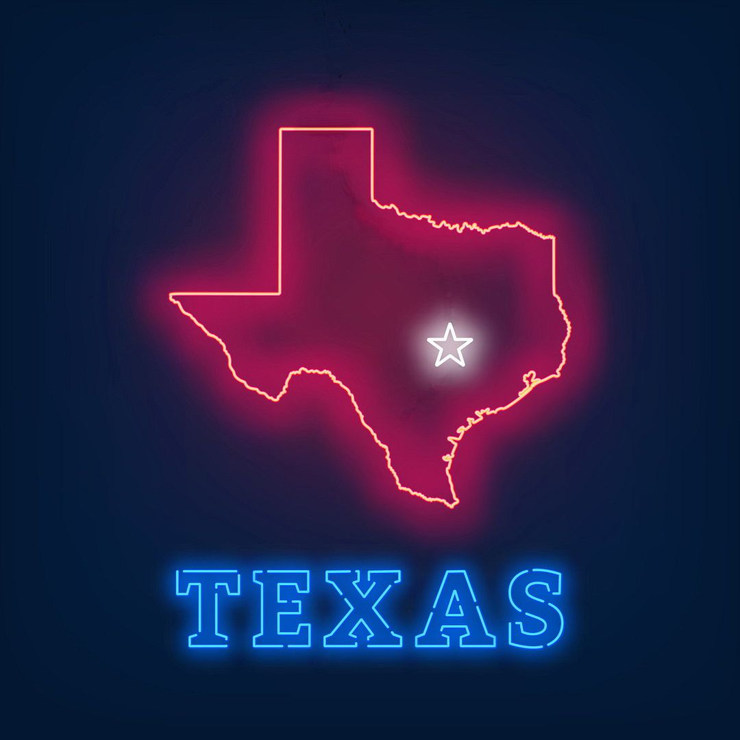 Map State Of Texas Neon Sign